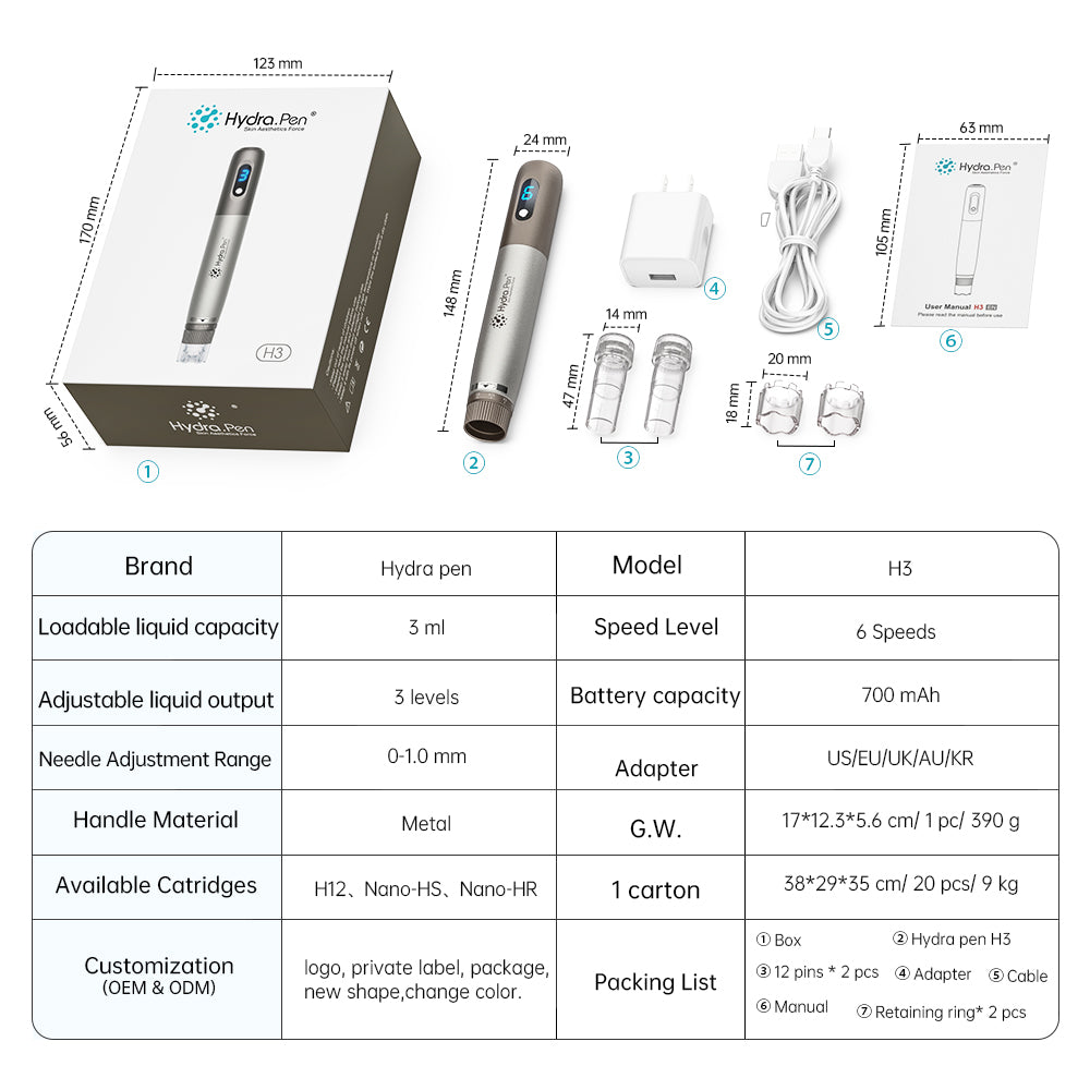 Dimensions, caractéristiques et disposition des accessoires H3