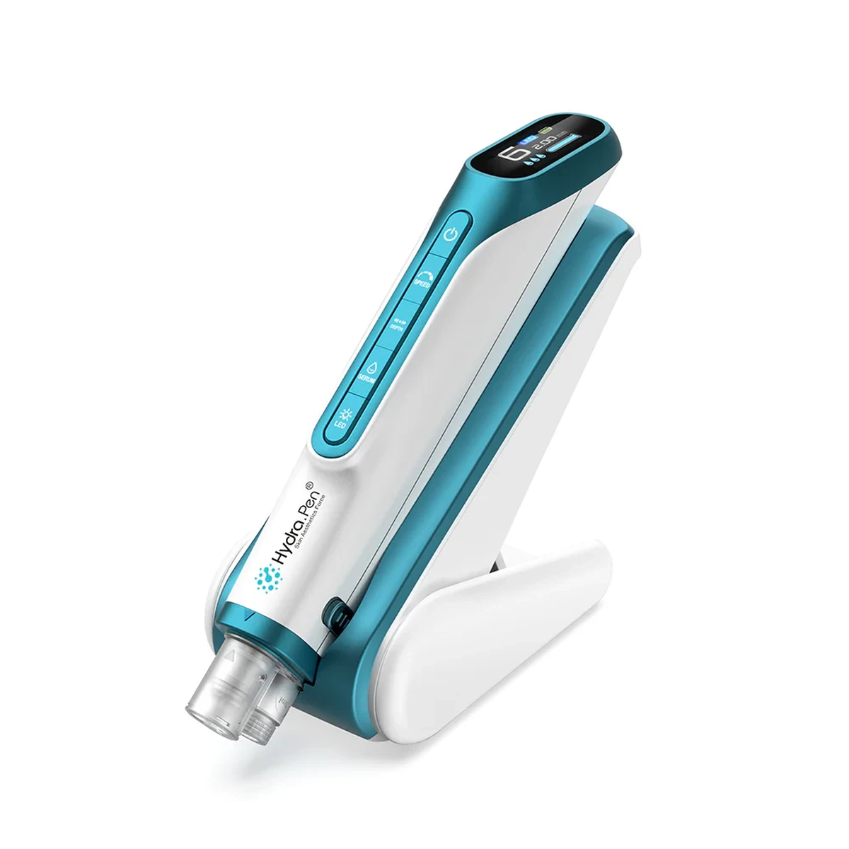Hydra Pen H6 bleu canard métallisé avec cartouche montée et support pliable