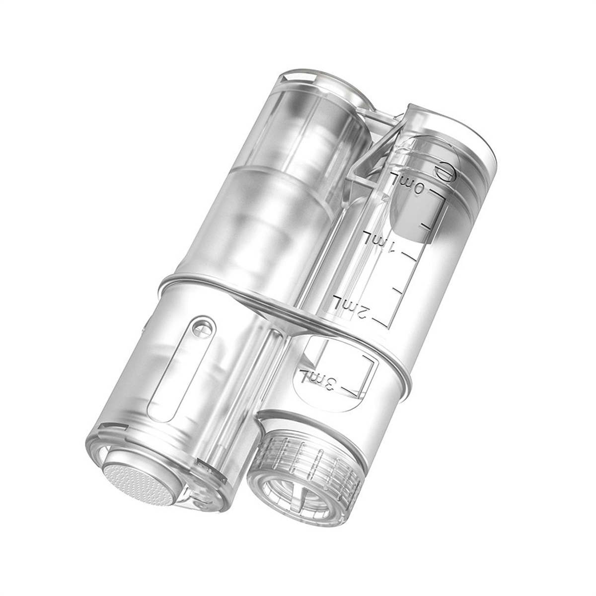 Structure de cartouche H6 montrant la tête à côté du réservoir vide de 3 ml