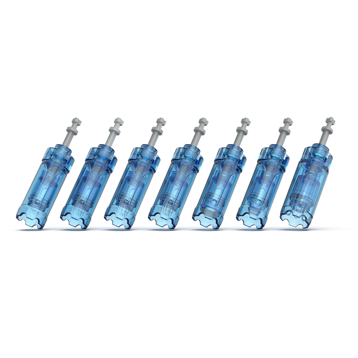 Vue oblique de la gamme bleue de cartouches de rechange A11/M8s/A9/A8S